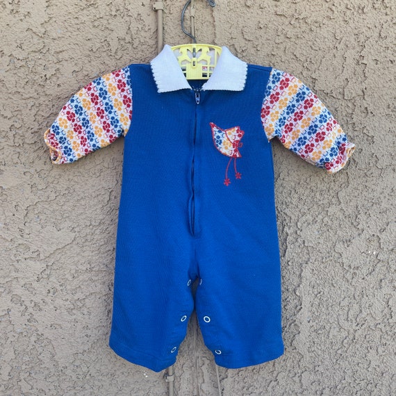 Vintage HealthTex Romper Pants Daisies Sunhat Sz … - image 1