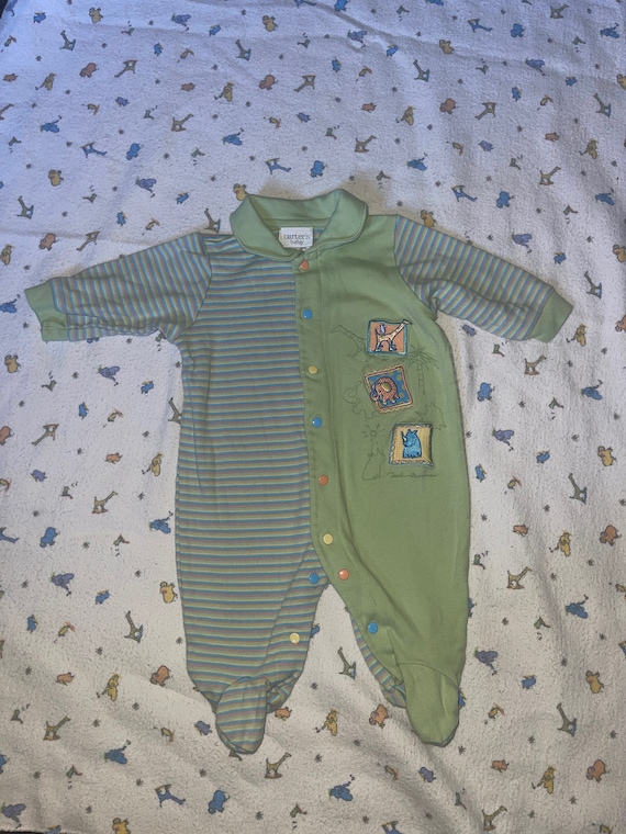 Vintage Carters John Lennon Sleeper Elephant Music Notes Striped Sz 0 3M Giraffe Etsy UK