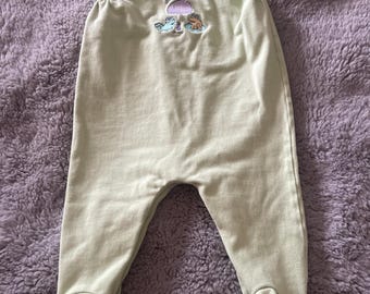 Vintage Carter’s Japanese Artist EMU NAMAE Frog Footed Overalls Set Sz 9/12M Raindrops Pants