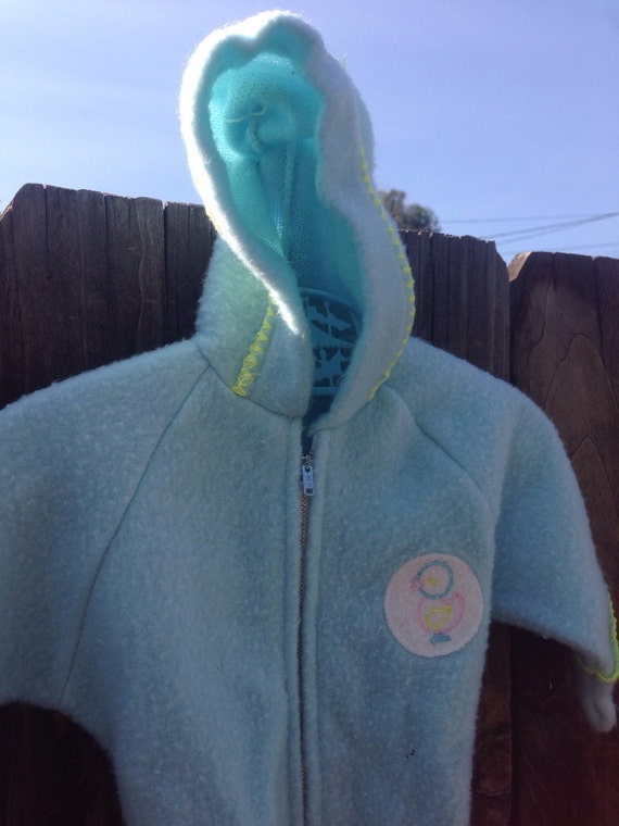 VTG Baby Hooded Sleeper Blue Duck Sz 0-9M Snow Su… - image 2