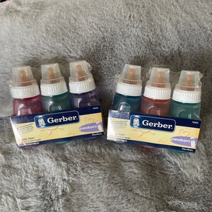 Vintage Gerber Baby Bottles 4oz Fashion Tints NEW
