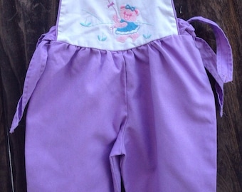 VTG HealthTex Girl Purple Overalls Bear Kite Sz 3T Pants