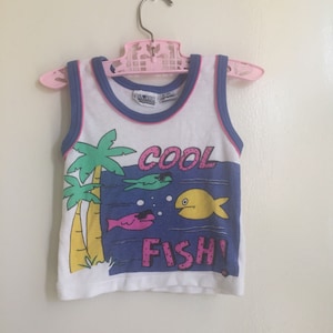 VTG Cool Fish Shirt Tank Top Sz 12M Summer