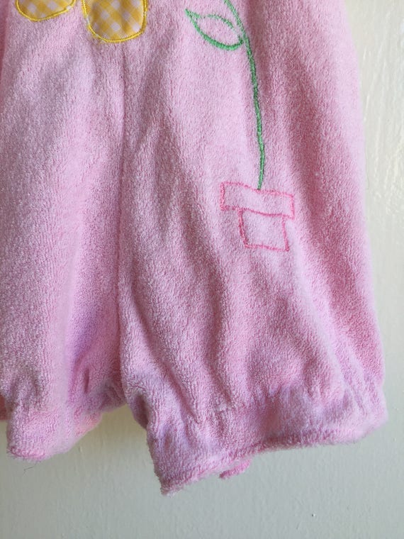 VTG Baby Girl Romper Pink Terry Cloth Sun Suit Sz… - image 3