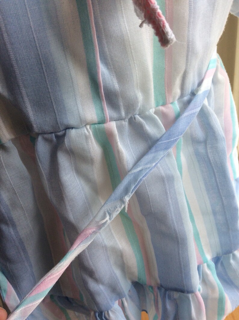 Vintage Demi Lass Girl Dress Blue Stripes Sz 2-3T