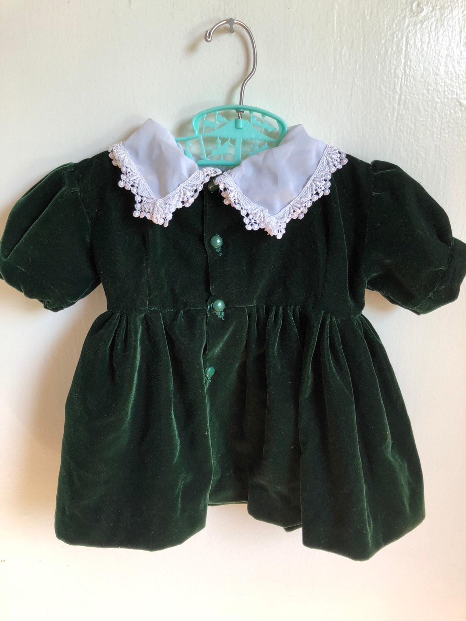 Vintage Baby Girl Velvet Green Dress Handmade Sz 12M Etsy