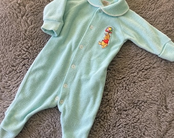 VTG Winnie The Pooh Aqua Blue Baby Sleeper Balloons Newborn