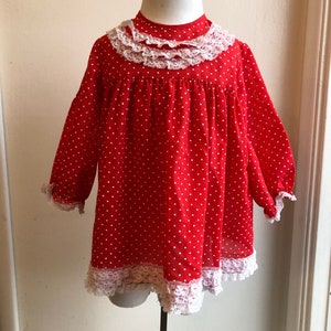 Vintage Mini World Dress Sz 12M Swiss Dots Lace