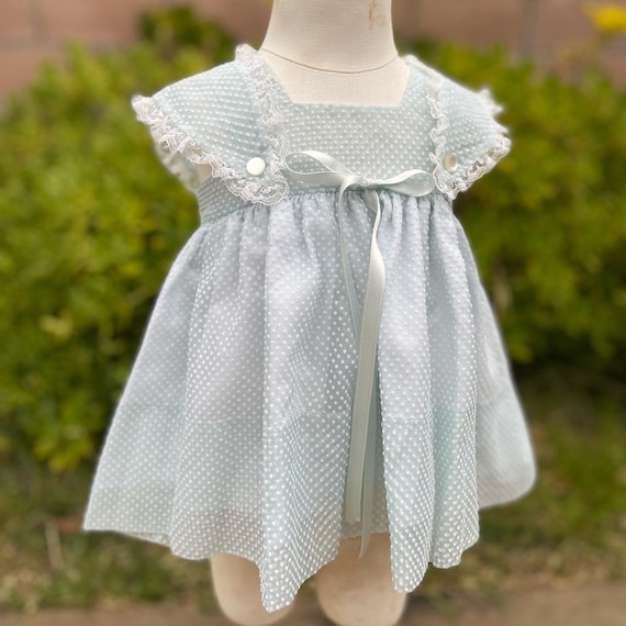 Vintage Baby Bliss Dress Swissdots Sz 12M Party P… - image 1