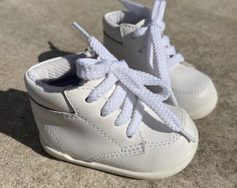 Vintage Shoe Dept. Baby Walking white Leather Boots Sz 2W