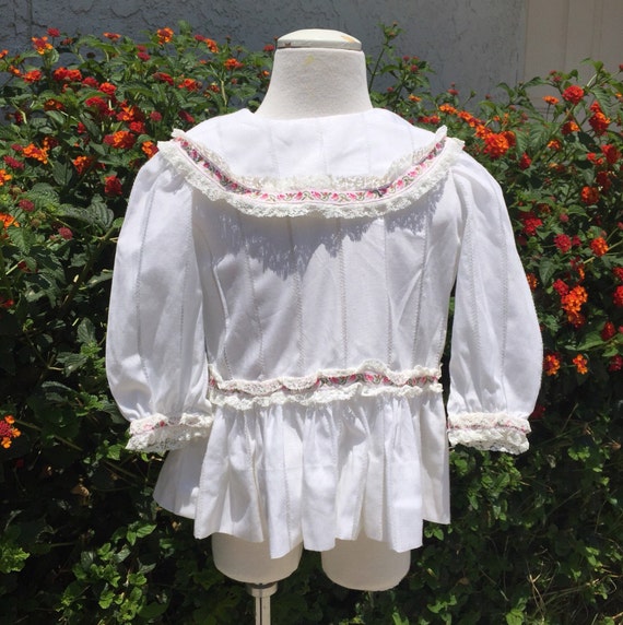 Handmade Baby Girl Dress Sz 12-18M White Pink Lac… - image 1
