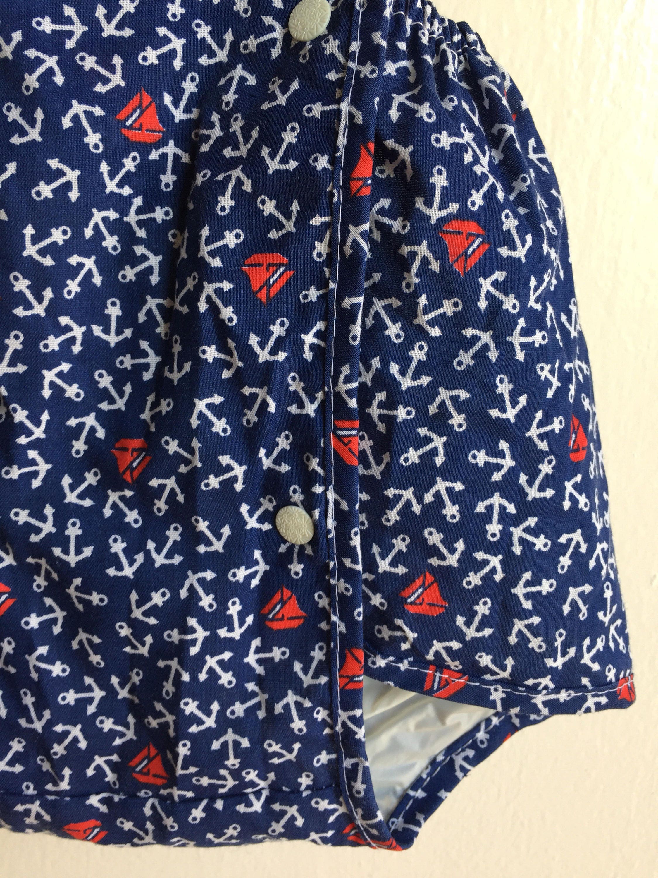 9/15まで 新品papier 25AW Lily sailor rompers VTG Lily Kids Overall Romper Blue Nautical Ancors Sail Boats