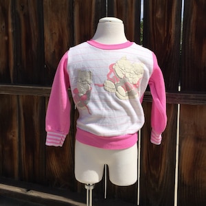 VTG Baby Girl Sweater Pink Cats Kittens Shoes Sz 18-24M Stripes