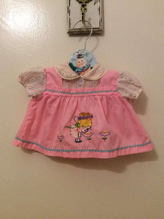 VTG Cotton Candy Baby Girl Dress Pink Flowers Sz 3