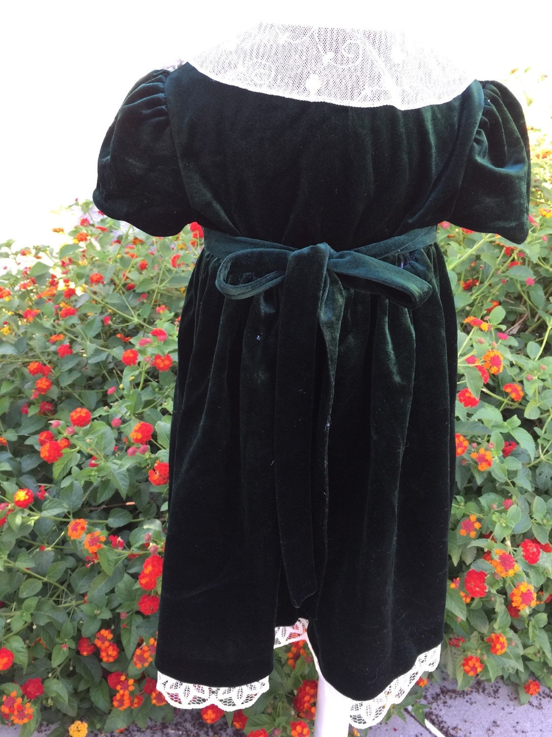 Bonnie Jean Green Velvet Dress sz 4 Holiday Christmas Victorian Bonnie Jean Green Velvet Dress sz 4 Holiday Christmas Victorian