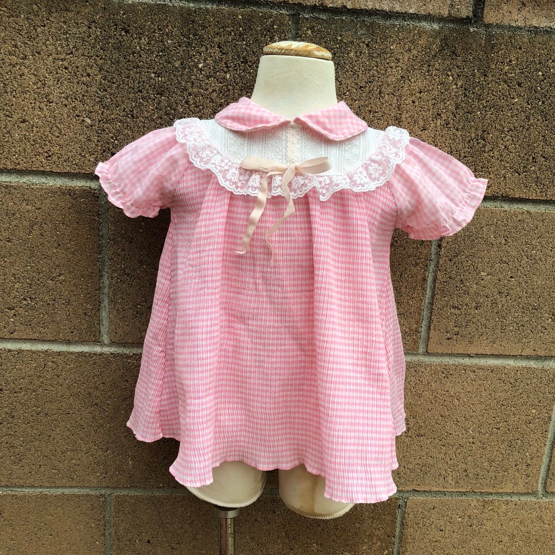 Vintage Tiny Togs Dress Pink Pleated Sz 18-24M - Etsy