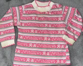 Vintage Hammer Knitwear Teddy Bear Shirt Sz 6/12M I Love Mommy & Daddy