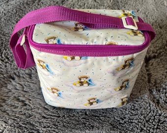 Vintage Ross Pediatrics Similac Isomil Baby Diaper Bag Teddy Bears Purple Insulated