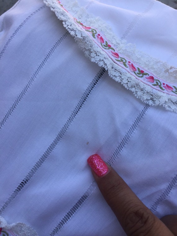 Handmade Baby Girl Dress Sz 12-18M White Pink Lac… - image 5