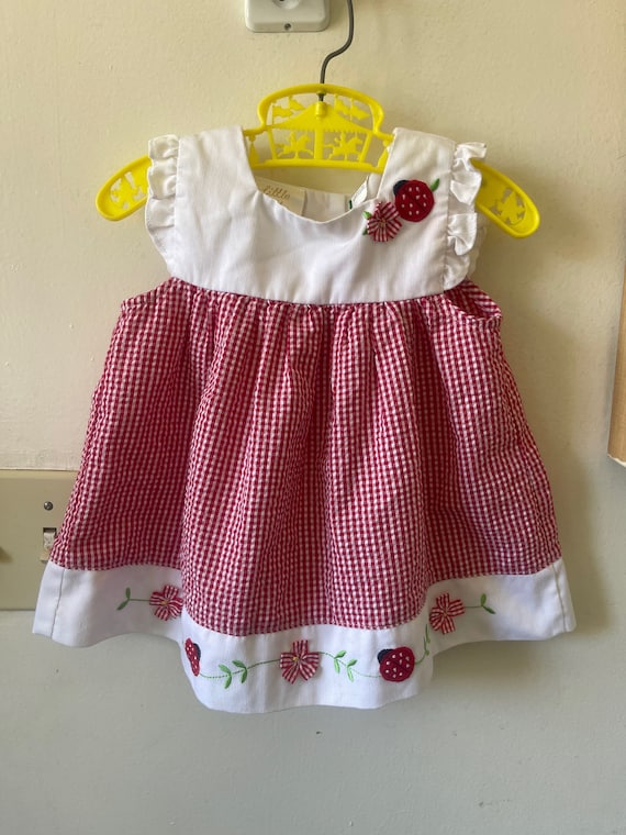 Little Bitty Baby Girl Dress Top Red Gingham Sz 18