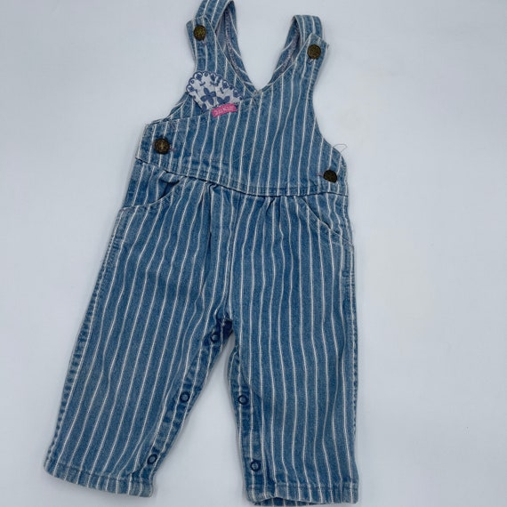 Vintage OshKosh B Gosh Overalls Stripped Sz 6/9M … - image 1