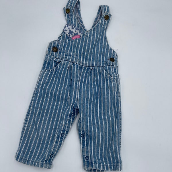 Vintage OshKosh B Gosh Overalls Stripped Sz 6/9M Handkerchief