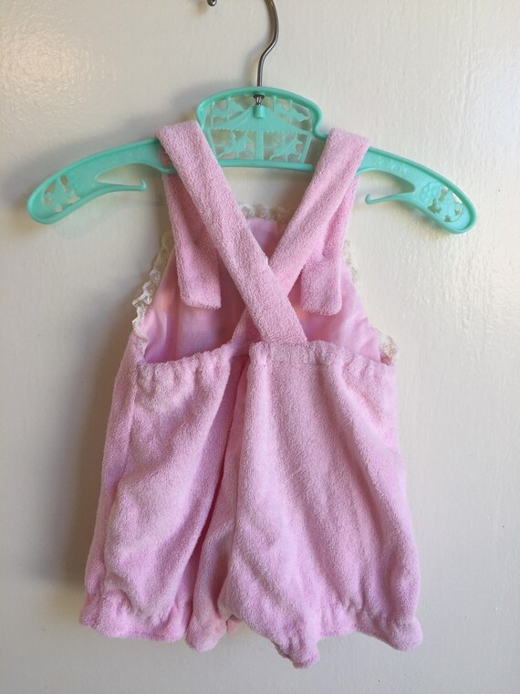 VTG Baby Girl Romper Pink Terry Cloth Sun Suit Sz… - image 4