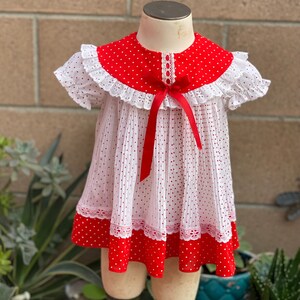 Vintage Swiss Dots Dress Sz 3/6M Christmas Holiday Party