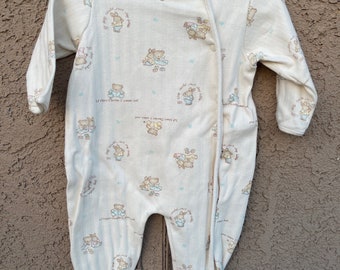 Carter's Baby Romper Teddy Bear Bunnies Sleeper Cream Sz M 3/6M If They Could Just Stay Little