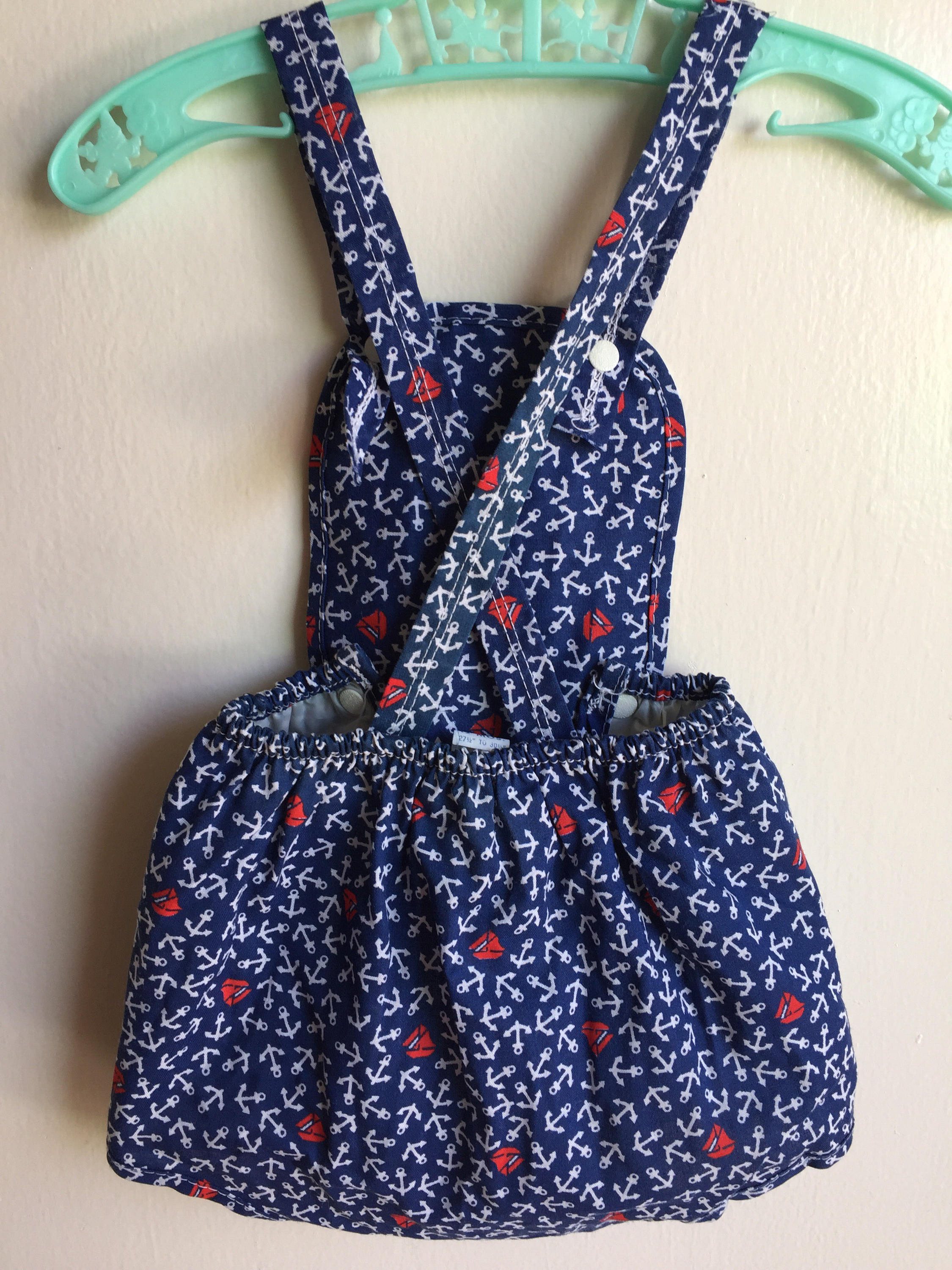 VTG Lily Kids Overall Romper Blue Nautical Ancors Sail Boats