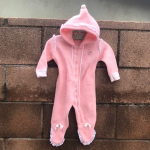 Vintage Cuddler Doespun Sleeper Suit Pink Lace Sz 3/6M