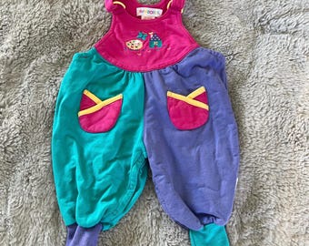 Vintage Gymboree Tulip Garden Overalls Newborn Color Block Pants