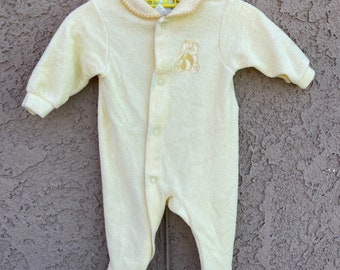 Carter's Pastel Teddy Bear With Ball Sleeper Yellow Sz 0-3M