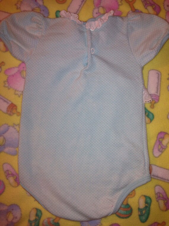 VTG Buster Brown Baby Girl Blue Romper Sz 6-9M Fl… - image 5