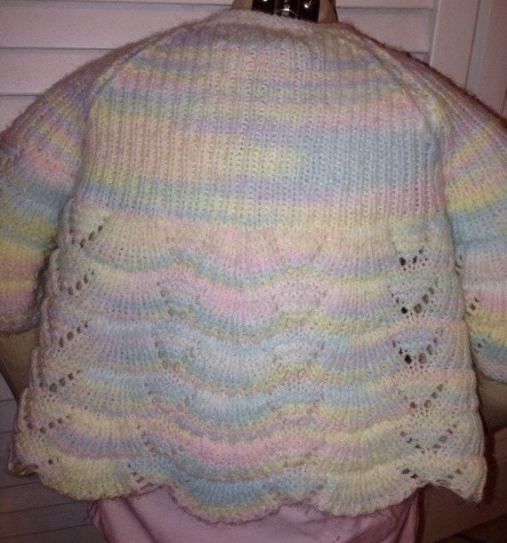 Baby Handmade Grandma Sweater Pastel Pink Blue Ye… - image 3