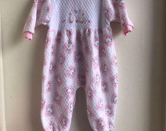 Vintage Gerber Sleeper Hearts Flowers Sz 6/9M