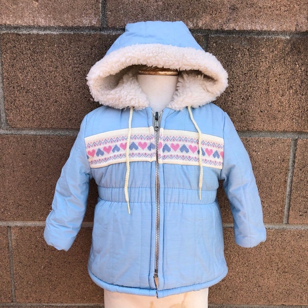 Vintage Baby Girl Jacket Blue Fleece Sz 12-18M