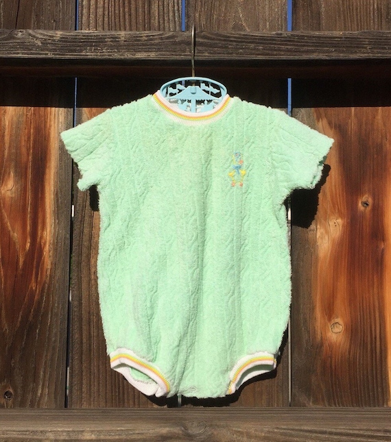 JCPennys Toddle Time Baby Romper Pastal Green Terr