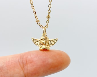 Mini Gold Baby Angel Necklace. Cherub Necklace. Dainty Necklace. Minimalist Necklace. Gift for Her. for Women. Gift Jewelry.