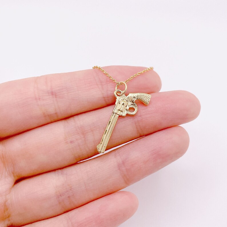 Pistol Gun Necklace. Revolver Pendant Necklace. Gun Jewelry. Etsy