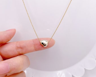 Gold Simple Bead Necklace. Gold Tiny Pebble Necklace. Nugget Pendant Necklace. Everyday Jewelry. Gift for Her.