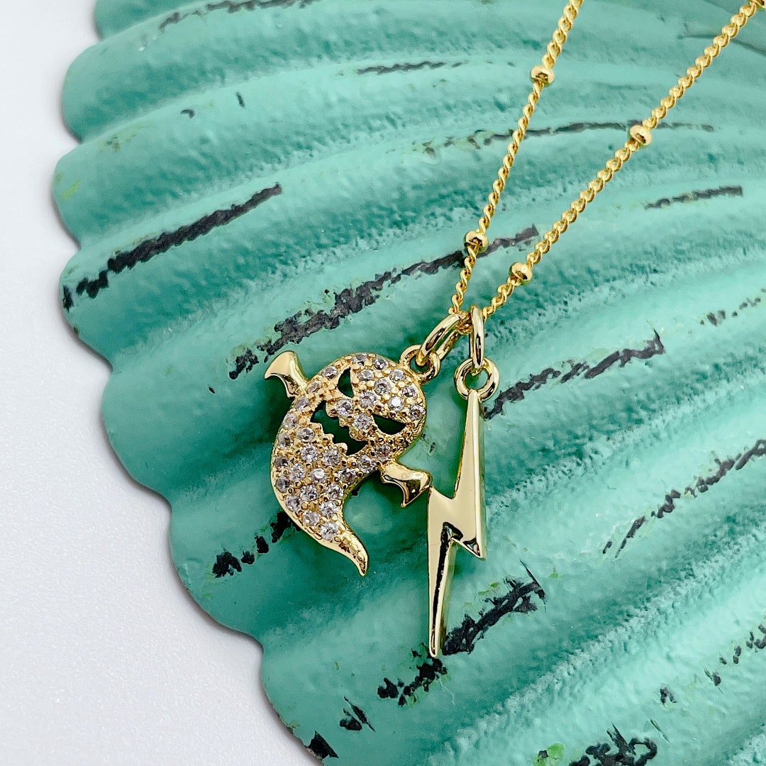 Ghost Necklace. Lightning Necklace. Halloween Ghost Necklace. Etsy