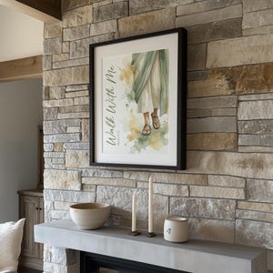 Bare feet in sandals wall decor for kids' room — cheerful and serene watercolor design perfect for inspiring peaceful walks.