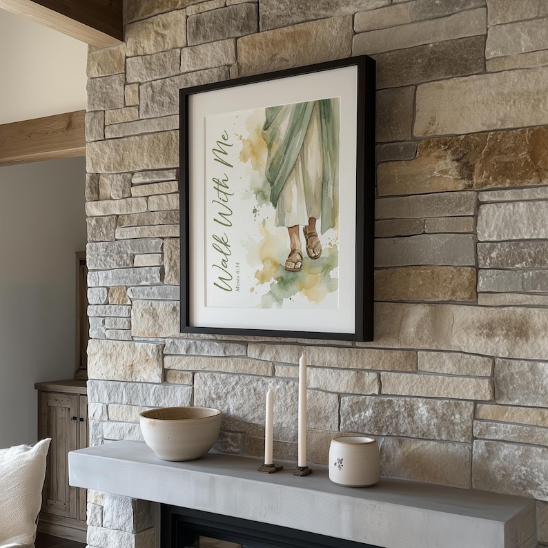 Bare feet in sandals wall decor for kids' room — cheerful and serene watercolor design perfect for inspiring peaceful walks.