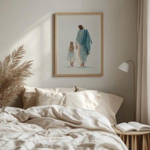 Gentle Jesus and child wall art for spiritual spaces — calming design with a peaceful vibe and subtle movement.