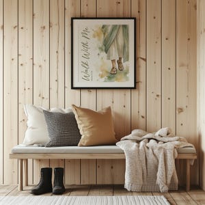 Close-up feet and skirt washes painting for dining room — modern artwork radiates comfort and warmth in soft watercolor tones.