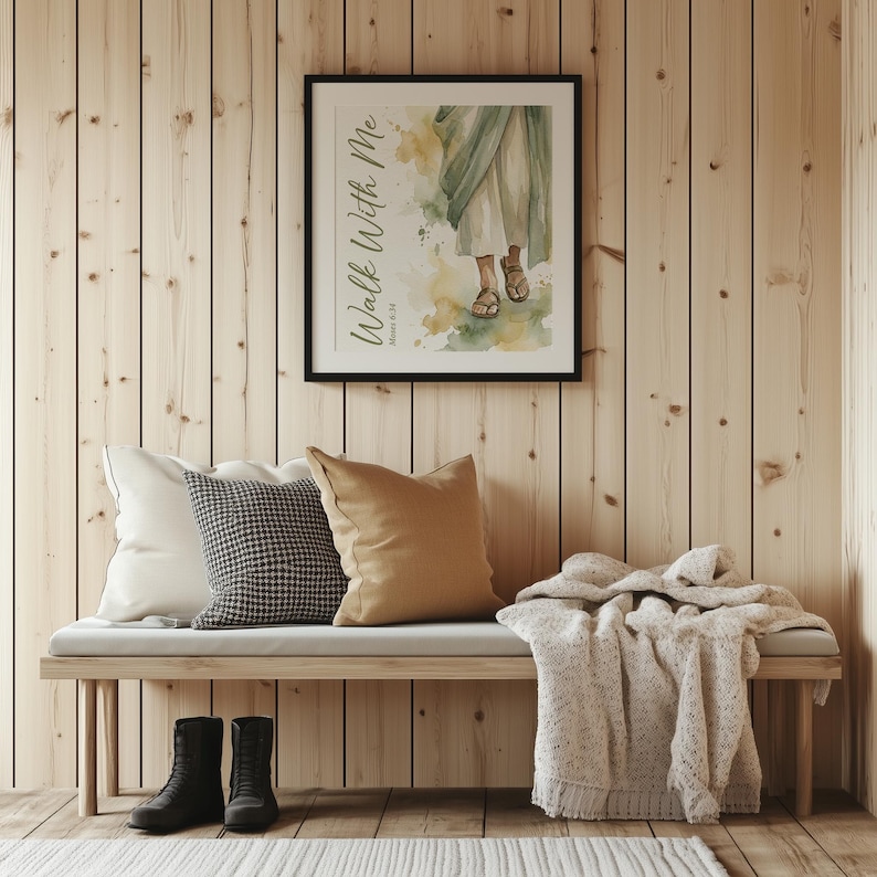 Close-up feet and skirt washes painting for dining room — modern artwork radiates comfort and warmth in soft watercolor tones.