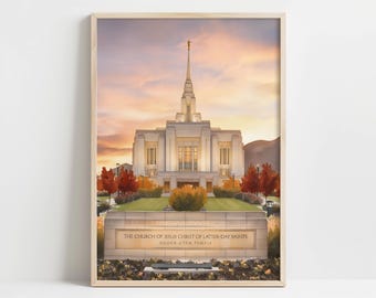 Ogden Utah Temple Printable Wall Art - LDS Watercolor Painting, Spiritual Fall Scene, Serene Sunset Print, Digital Download Landscape 33