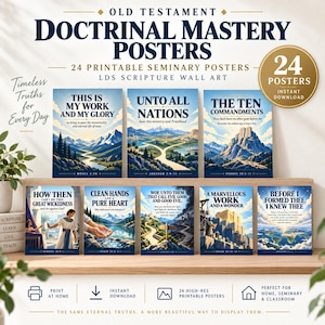 Old Testament Doctrinal Mastery Posters, LDS Seminary Scripture Wall Art, Vintage Travel Poster Style, Set of 24