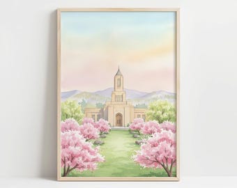 Casper Wyoming Temple Watercolor Print | LDS Temple Art | Digital Download | Spring Wall Art